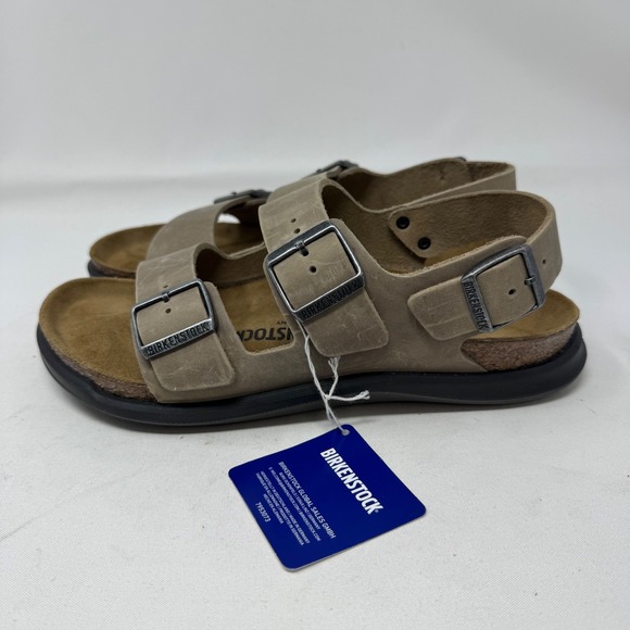 Birkenstock Milano Sandal Taupe Leather Two Strap Buckle Comfort Women 40 NWT - Picture 4 of 9